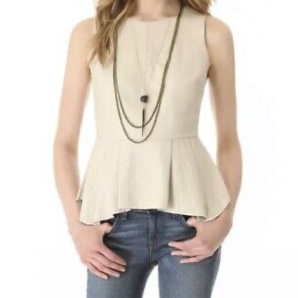 Patterson J. Kincaid Tops - PJK Patterson J Kincaid Women’s ERIN Pleated Leather Peplum Sleeveless Top XS